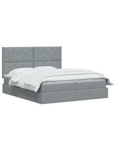 Letto con Contenitore Grigio Chiaro 200 x 200 cm Tessuto 2