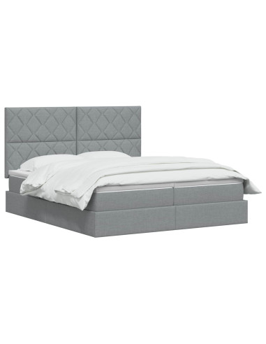 Letto con Contenitore Grigio Chiaro 200 x 200 cm Tessuto