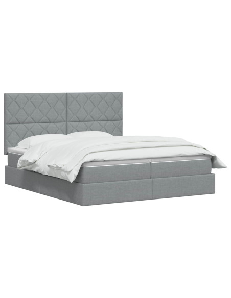 Letto con Contenitore Grigio Chiaro 200 x 200 cm Tessuto