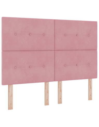 Letto con contenitore LED e materasso Rosa 140 x 200 cm Velluto