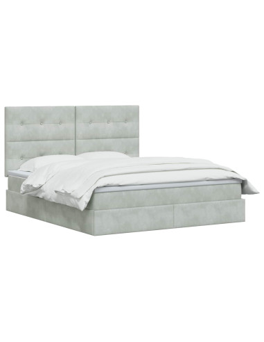 Letto con contenitore LED e materasso Grigio Chiaro