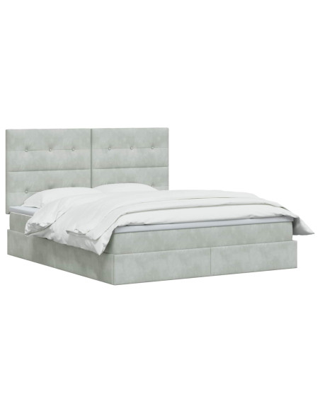 Letto con contenitore LED e materasso Grigio Chiaro