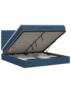 Letto ottomano con materasso Blu 180 x 200 cm Tessuto