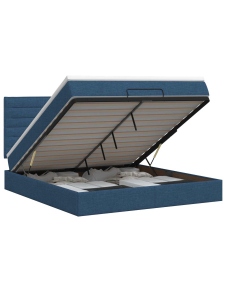 Letto ottomano con materasso Blu 180 x 200 cm Tessuto