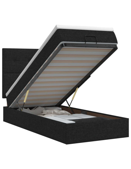 Letto ottomano con materasso Nero 80 x 200 cm Tessuto