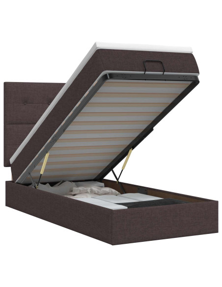 Letto ottomano con materasso Marrone Scuro 80 x 200 cm Tessuto