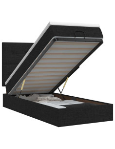 Letto ottomano con materasso Nero 90 x 190 cm Tessuto