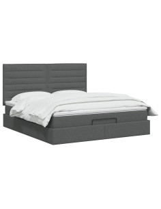 Letto ottomano con materasso Grigio Scuro 160 x 200 cm Tessuto 2