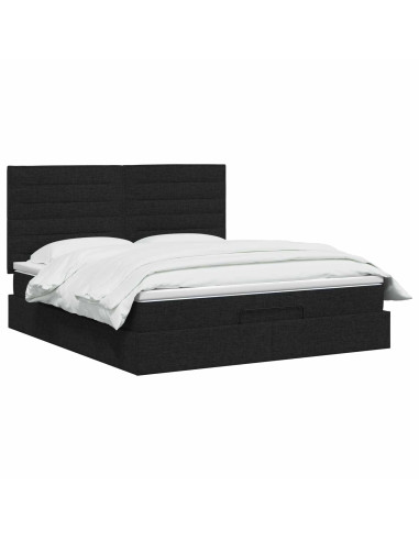 Letto ottomano con materasso Nero 160 x 200 cm Tessuto