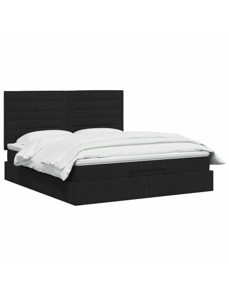 Letto ottomano con materasso Nero 180 x 200 cm Tessuto