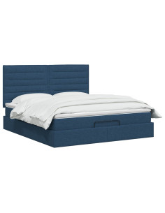 Letto ottomano con materasso Blu 180 x 200 cm Tessuto 2