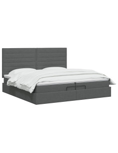 Letto ottomano con materasso Grigio Scuro 200 x 200 cm Tessuto 2