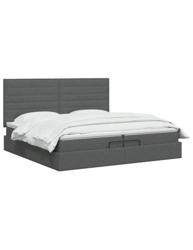 Letto ottomano con materasso Grigio Scuro 200 x 200 cm Tessuto