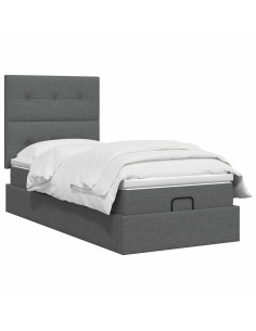 Letto ottomano con materasso Grigio Scuro 80 x 200 cm Tessuto 2