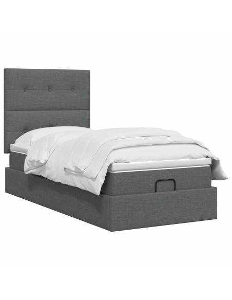 Letto ottomano con materasso Grigio Scuro 80 x 200 cm Tessuto