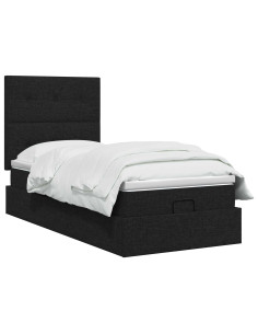 Letto ottomano con materasso Nero 80 x 200 cm Tessuto 2
