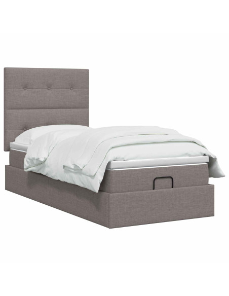 Letto ottomano con materasso Tortora 80 x 200 cm Tessuto