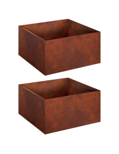 Vaso da giardino 2 pz Ruggine 40 x 40 x 30 cm Acciaio Corten 2