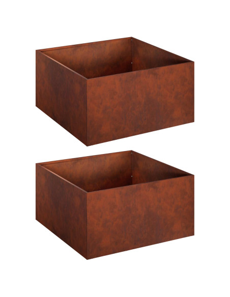 Vaso da giardino 2 pz Ruggine 40 x 40 x 30 cm Acciaio Corten
