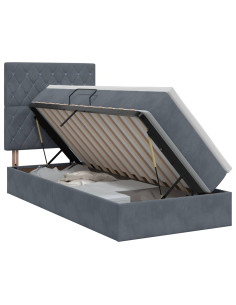 Letto con contenitore e materasso Grigio Scuro 90 x 190 cm