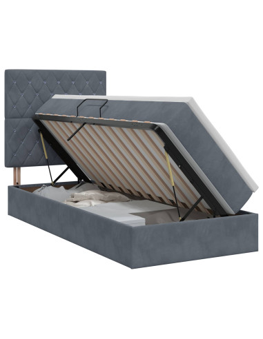 Letto con contenitore e materasso Grigio Scuro 90 x 190 cm