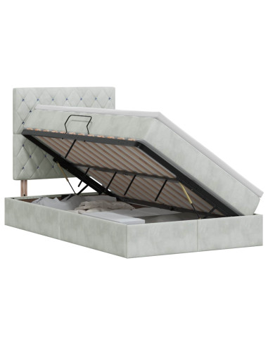 Letto con contenitore e materasso Grigio Chiaro 120 x 200 cm