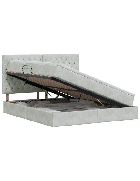 Letto con contenitore e materasso Grigio Chiaro 140 x 190 cm