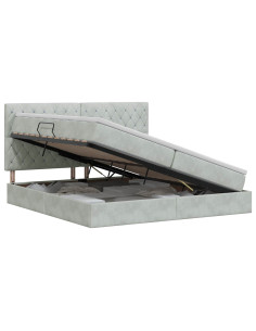 Letto con contenitore e materasso Grigio Chiaro 200 x 200 cm