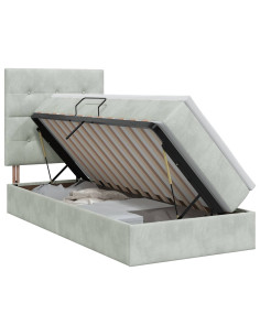 Letto con contenitore e materasso Grigio Chiaro 90 x 200 cm