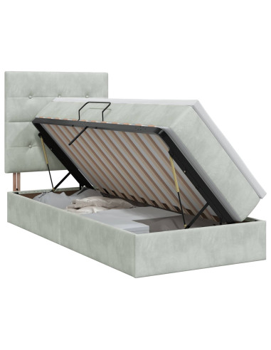 Letto con contenitore e materasso Grigio Chiaro 90 x 200 cm