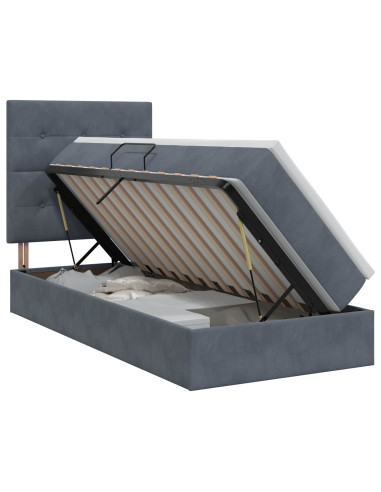 Letto con contenitore e materasso Grigio Scuro 90 x 200 cm