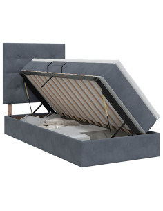Letto con contenitore e materasso Grigio Scuro 100 x 200 cm