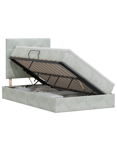 Letto con contenitore e materasso Grigio Chiaro 120 x 200 cm