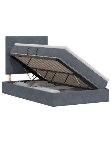 Letto con contenitore e materasso Grigio Scuro 120 x 200 cm
