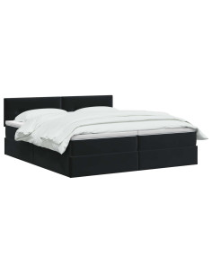 Letto con contenitore LED e materasso Nero 200 x 200 cm Velluto 2