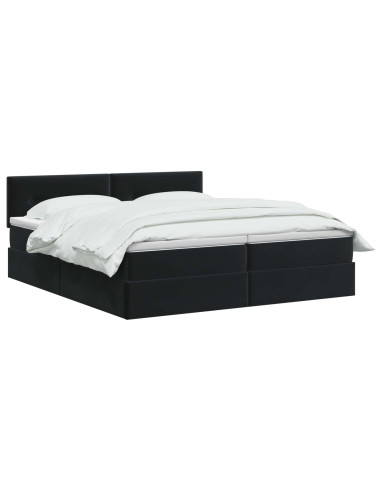 Letto con contenitore LED e materasso Nero 200 x 200 cm Velluto