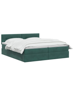 Letto con contenitore LED e materasso Verde Scuro 200 x 200 cm 2