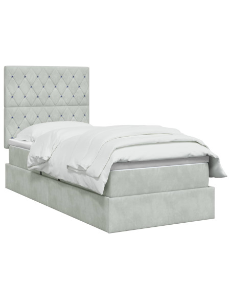 Letto con contenitore e materasso Grigio Chiaro 100 x 200 cm