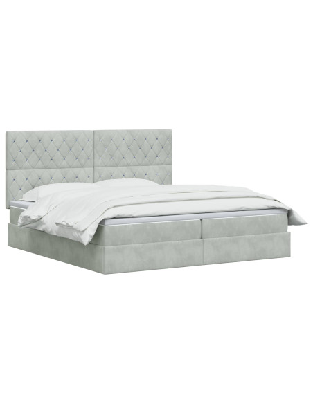 Letto con contenitore e materasso Grigio Chiaro 200 x 200 cm