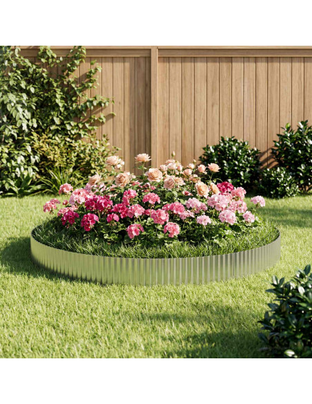 Bordura per Prato 5 m x 15 cm Acciaio zincato Argento