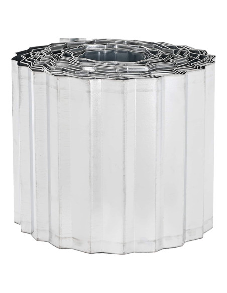 Bordura per Prato 5 m x 15 cm Acciaio zincato Argento