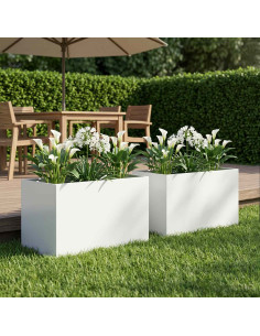 Vaso da giardino 2 pz Bianco 50 x 40 x 40 cm