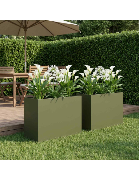 Vaso da giardino 2 pz Verde Oliva 60 x 30 x 50 cm