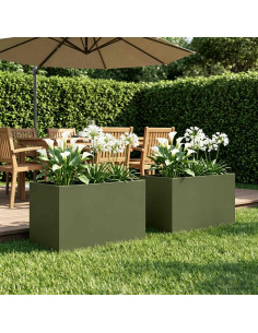 Vaso da giardino 2 pz Verde Oliva 60 x 40 x 40 cm