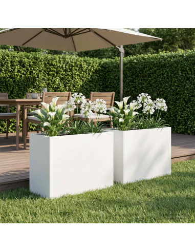 Vaso da giardino 2 pz Bianco 60 x 30 x 40 cm