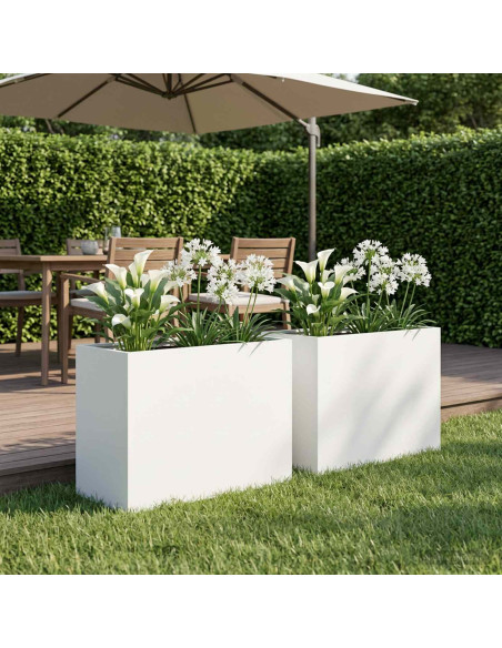 Vaso da giardino 2 pz Bianco 60 x 30 x 40 cm