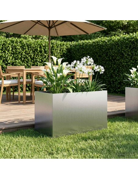 Vaso da giardino Argento 60 x 40 x 40 cm Acciaio zincato