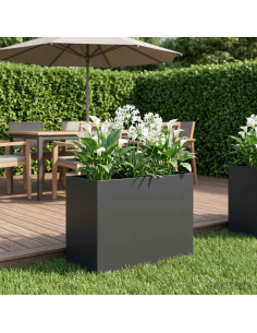 Vaso da giardino Nero 60 x 30 x 40 cm Acciaio laminato a freddo