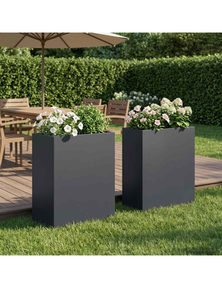 Vaso da giardino 2 pz Antracite 40 x 20 x 40 cm