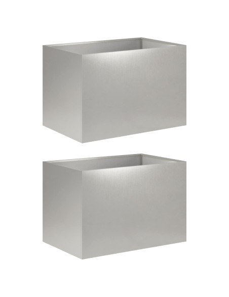 Vaso da giardino 2 pz Argento 50 x 40 x 40 cm Acciaio Inox
